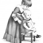 Charcoal Portrait of the Dennison Girls Charcoal Portrait of the Dennison Girls